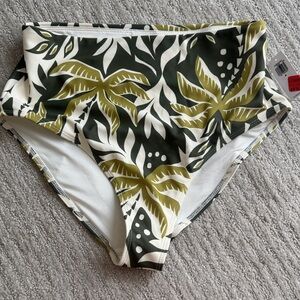 High-Waisted Leaf Print Bikini Bottom
